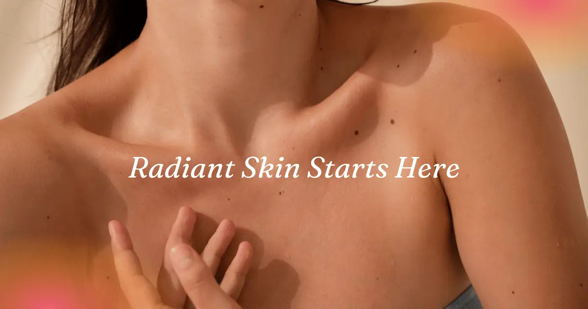 A serene image promoting holistic skincare for achieving radiant skin, emphasizing natural beauty and wellness.