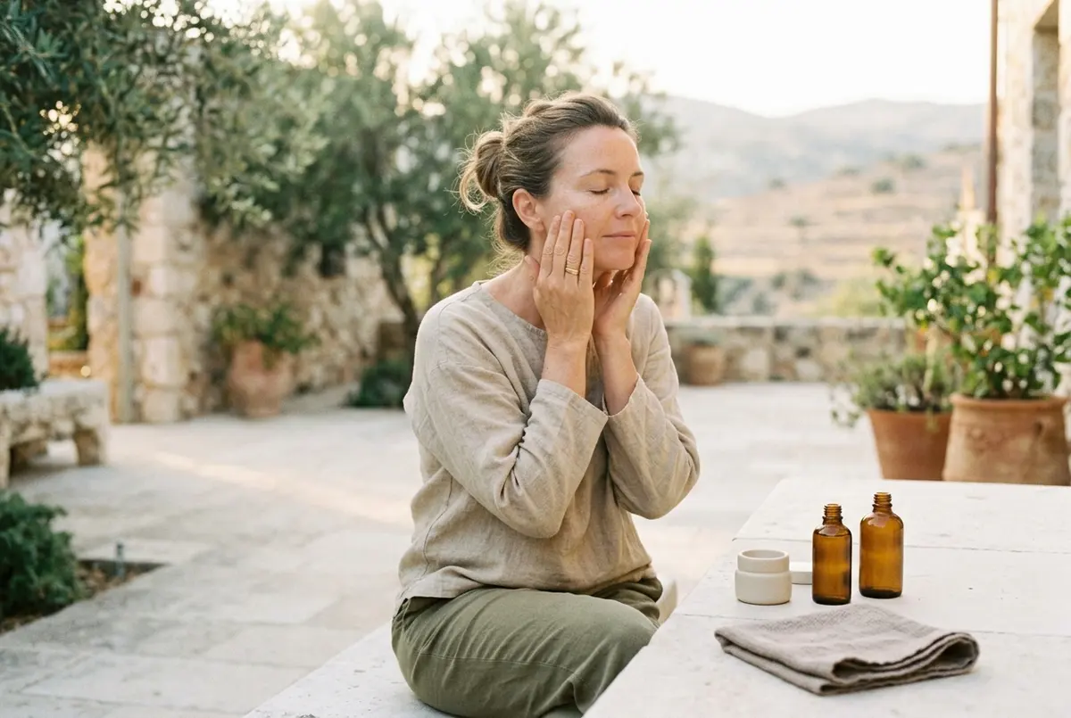 A calm evening skincare moment with soft light, the kind of unhurried routine a holistic approach is built on.