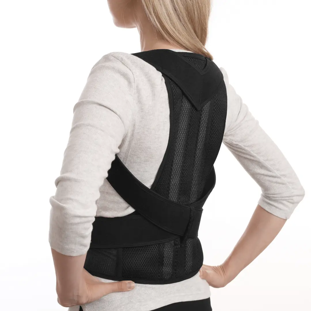 Woman wearing a back support for Consistent Posture Correction