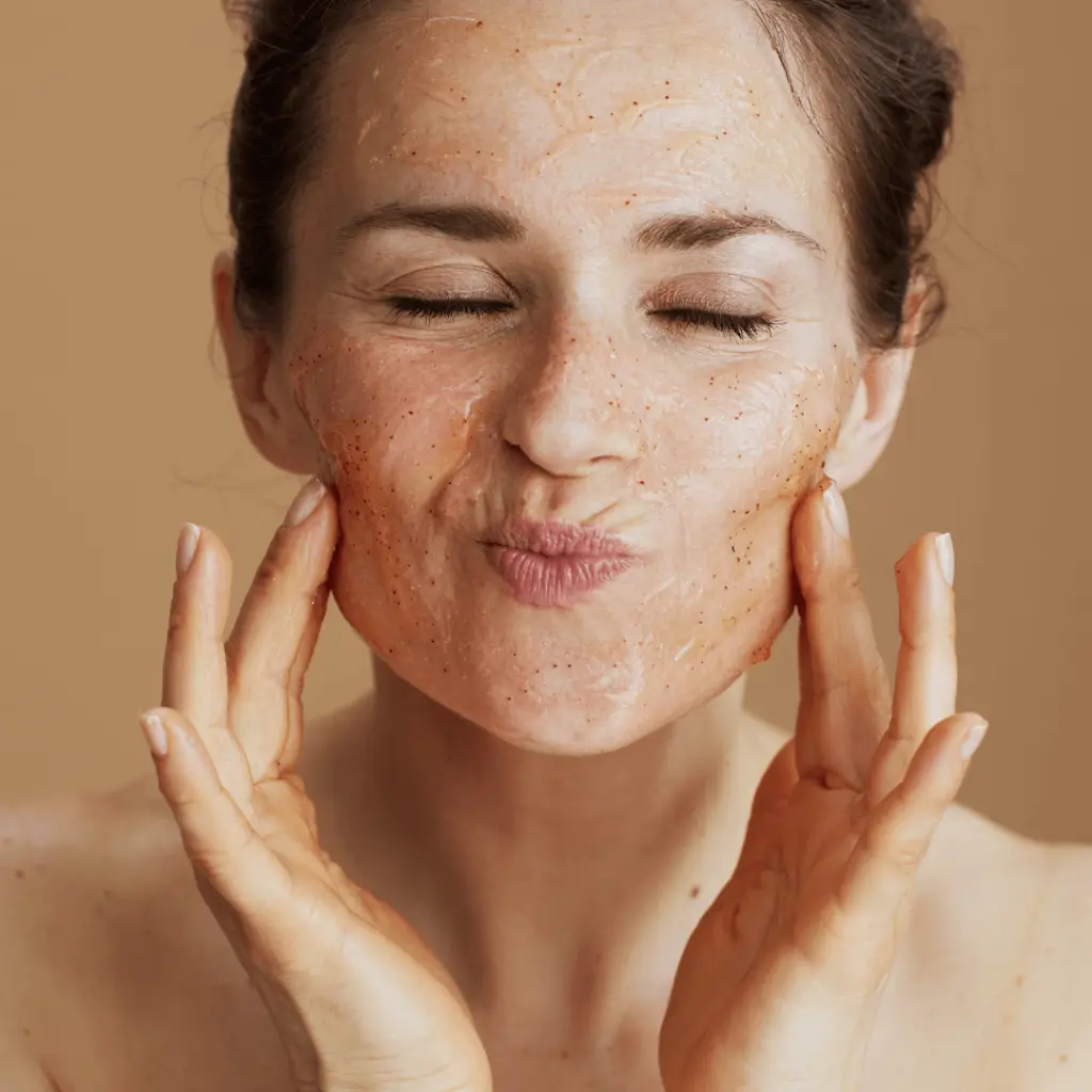 Sugar scrub for the face: a homemade blend of sugar, coconut oil, and essential oils for smooth, radiant skin.