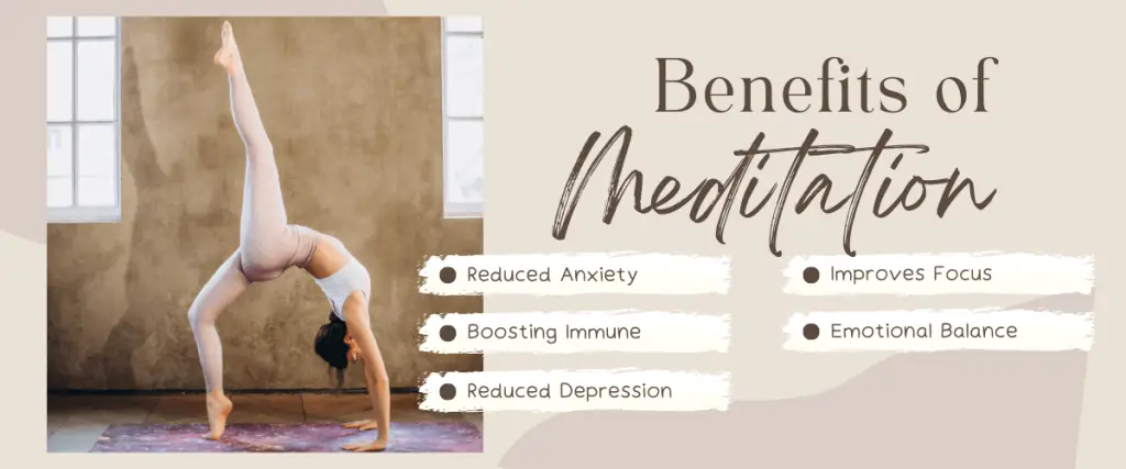 Image showing a person sitting cross-legged with eyes closed, surrounded by a peaceful environment, symbolizing the benefits of meditation.
