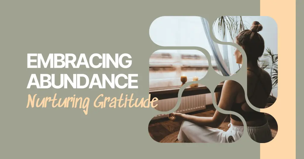 Embracing abundance: a person surrounded by blooming flowers, symbolizing gratitude and growth meditation.