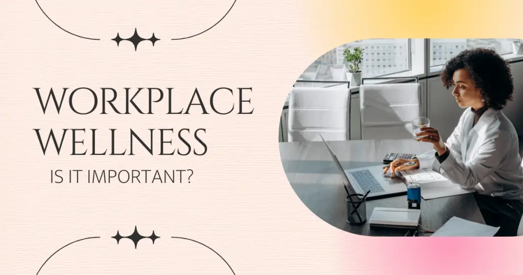 An office scene depicting employees engaging in wellness activities, emphasizing the importance of workplace wellness initiatives.