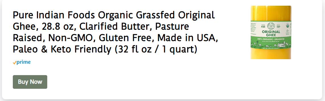 Organic grassfed original ghee