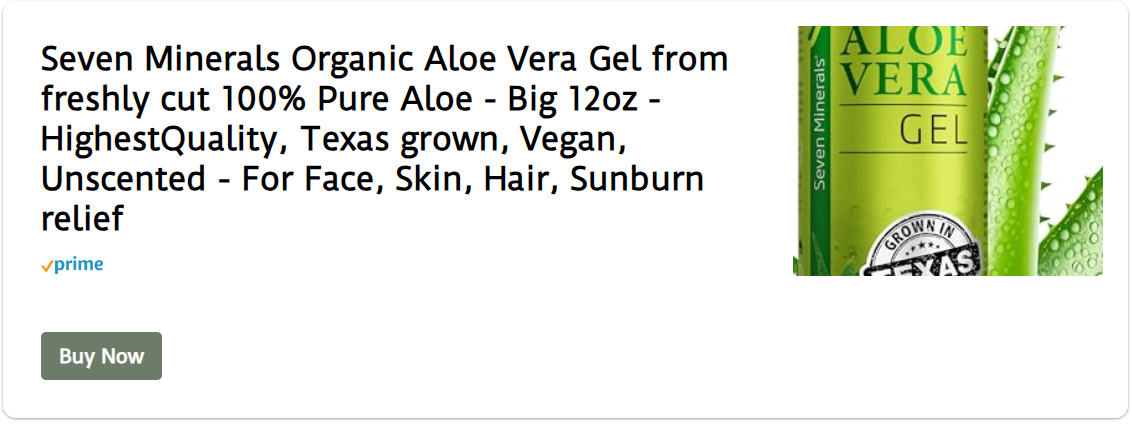 Seven Minerals Organic Aloe Vera Gel from freshly cut 100% Pure Aloe